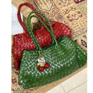 Hand-Braided Cowhide Large-Capacity Tote